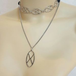 2 PC Layered Choker Necklace. Silver and Black